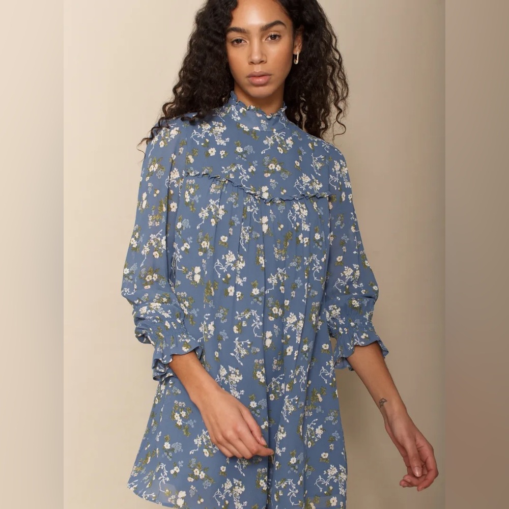 Reformation Jourdan Mini Dress in Blue S A18